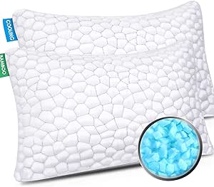 Cooling Bed Pillows for Sleeping 2 Pack Shredded Memory Foam Pillows Adjustable Cool Bamboo Pillow for Side Back Stomach Sleepers - Luxury Gel Pillows King Size Set of 2 with Washable Removable Cover