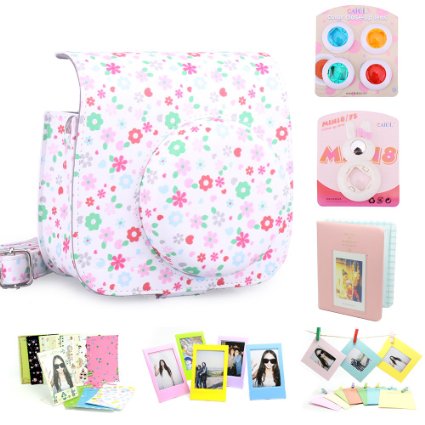 CAIUL Fujifilm Instax Mini 8 Instant Film Camera Accessories Bundles, Floral (7 Items)