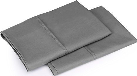 Utopia Bedding Hypoallergenic Brushed Cotton Pillowcases, Maximum Softness and Easy Care, Elegant Double-Stitched Tailoring, Reduces Allergies and Respiratory Irritation (Queen, Grey)