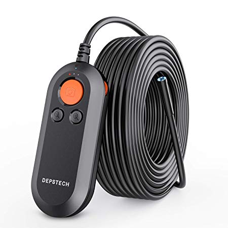 DEPSTECH Wireless Endoscope, WiFi Borescope with Digital Zoom Lens, HD Snake Inspection Camera with QuickShot for Android and iPhone, Samsung, Tablet -Black(49.2FT)