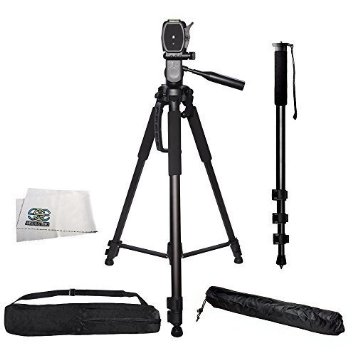 Professional 72-inch Tripod 3-way Panhead Tilt Motion with Built In Bubble Level and 72 Monopod with Quick Release for Canon Rebel EOS-M SL1 T1i T2i T3 T3i T4i T5 T5i T6i T6s XSI XS XTI EOS60D EOS70D 50D 40D 30D EOS5D EOS6D EOS7D EOS5D Mark III Digital SLR Camera