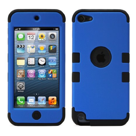 iPod Touch 5 Case, iPod Touch 6 Case, MagicMobile® [Armor Shell Series] Double Layer Cover [Hard Shield]   [Flexible Silicone] Hybrid Case for Apple iPod 5th Generation [Impact Shock Resistant] / [ Blue - Black ] ( Compatible with iPod 5th / 6th gen )