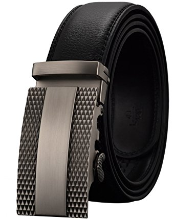 Leather Belts for Men's Ratchet Dress Belt Black Brown with Automatic Buckle