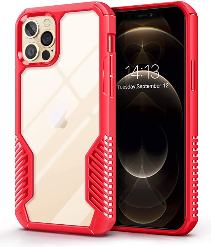 MOBOSI Vanguard Armor Compatible with iPhone 12 Pro Max Case,Rugged Cell Phone Cases,Heavy Duty Military Grade Shockproof Drop Protection Cover 6.7 inch 2020 (Red)