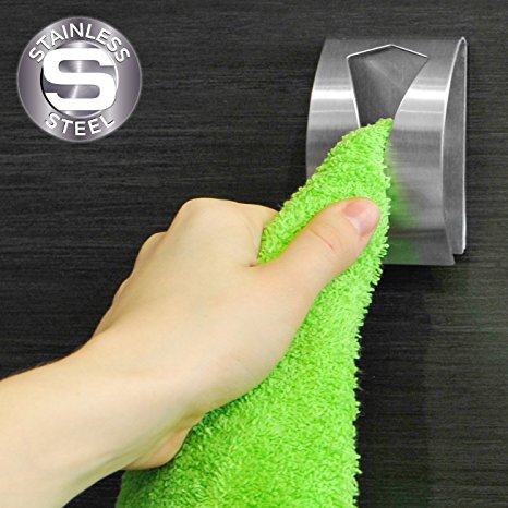 Tatkraft Iris Strong Self Adhesive Towel Holder Hanger Stick On for Bathroom WC Closet Stainless Steel