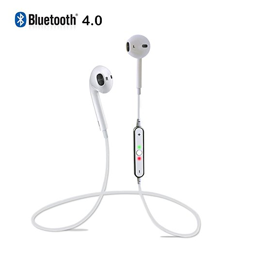 PLAY X STORE Wireless Bluetooth Headphone Sweatproof Sports Earhook Earbuds (WHITE)