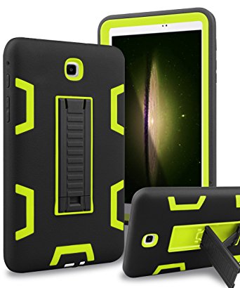 XIQI Samsung Galaxy Tab A 8.0 Case Three Layer Hybrid Rugged Heavy duty Shockproof Anti-Slip Case Full Body Protection Cover for Tab A 8.0 inch,2015 release (Not fit 2017) Black/Lemony Green