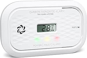 Carbon Monoxide Detectors,10 Year Battery Carbon Monoxide Alarm, CO Detector with LCD Display, 3 LED Lights CO Alarm for Home