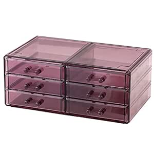 Cq acrylic Purple Craft Drawers Organizer Storage With 6 Drawers,Rectangular Stackable Organizer Drawers,Plastic Acrylic Drawer Suitable for Office,School,Home,Small Drawer Organizer Storage,Pack of 1