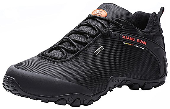 XIANG GUAN Men's Low-Top Outdoor Shoes Lacing Hiking Shoes 81283 Black