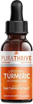 PuraTHRIVE Liquid Turmeric Extract. Premium Organic Turmeric Supplement, GMO Free, Made in USA. Best Absorption and Potency with Liposomal Turmeric. Natural Inflammation and Pain Relief.