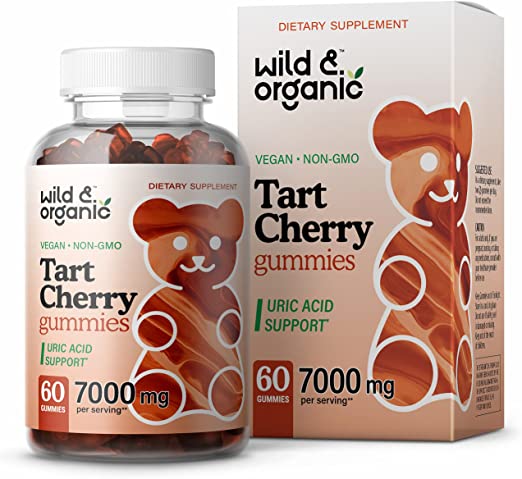 Wild & Organic Tart Cherry Gummies - Herbal Nutritional Supplement Promoting Joint Function, Workout Recovery - Natural Sleep & Cleansing Aid - 10:1 Extract - Vegan, Non-GMO - 60 Chews per Bottle