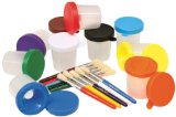 Creativity Street 5104 No-Spill Cups and Coordinating Brushes Assorted Colors 10Set CKC5104