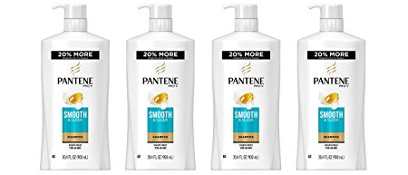 Pantene Pro-V Smooth & Sleek Shampoo, 30.4 FL OZ (Pack of 4) (Packaging May Vary)