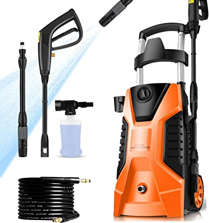 Pressure Washer 2000W Electric Power Washer 2.2GPM Portable Power Washer Electric Powered with Adjustable Nozzle for Cars Decks Driveways Patios Cleaning, Orange