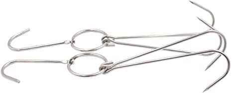 Alele Meat Hooks Butcher Hook Double Hooks Processing Meat Hook Stainless Steel Rotary Device Slaughtering Barbecue