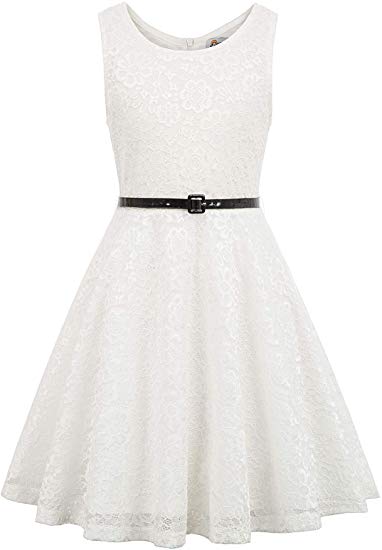 Danna Belle Flower Girl A Line Lace Wedding Dress with Belt
