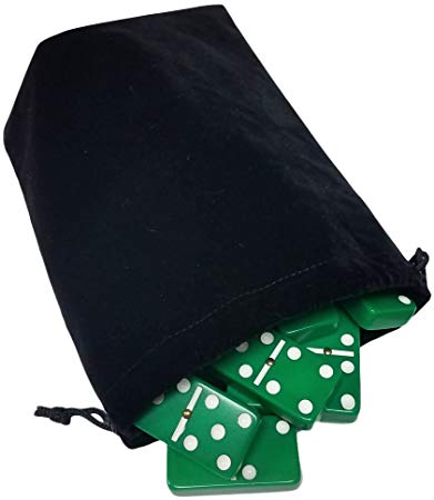 Marion & Co. Domino Double Six 6 Green Tiles Jumbo Tournament Professional Size with Spinners in Black Elegant Velvet Bag
