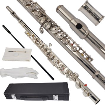 Bentoni 16 Keys Nickel Plated Plateau-Style (Closed Hole) C Flute w/ Case, Screwdriver, Cleaning Rod and Cloth, Gloves