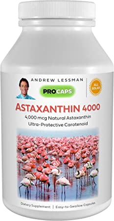 Andrew Lessman Astaxanthin 360 Softgels - 4000 mcg Natural Astaxanthin, Powerful Anti-Oxidant Carotenoid. Protection for Eyes, Heart, Skin and More. No Additives. Easy to Swallow Softgels