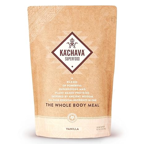 Ka’Chava All-In-One Nutrition Shake Blend, Vanilla, 85  Superfoods, Nutrients & Plant-Based Ingredients, 26g Vitamins and Minerals, 25g Plant-Based Protein, 2lb