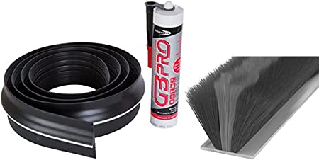 Stormguard 04SR5072515BL Garage Floor Seal Threshold 2515MM Black, Aluminium & Black 05SR750007MGR 7 m Garage Door Self-Adhesive Brush Pile Draught Seal, 7m