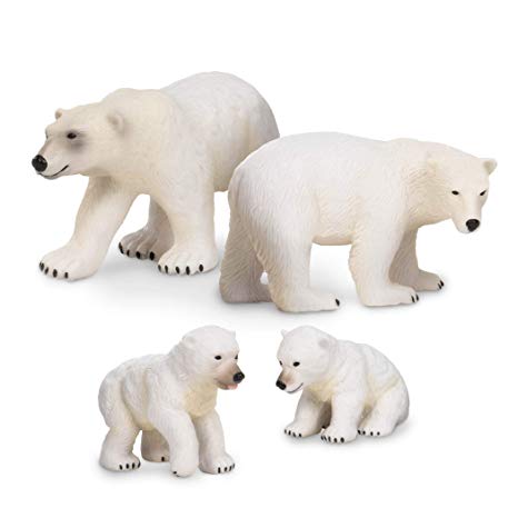 Terra by Battat – Polar Bear Family - Polar Bear Animal Toys for Kids 3-Years-Old & Up (4 Pc)