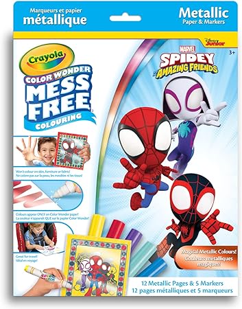 Crayola Color Wonder Mess-Free Metallic Paper & Markers Kit, Spidey & Friends