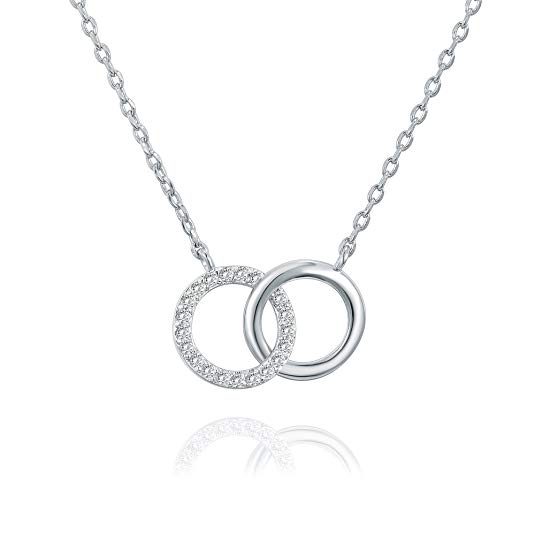 14K Gold Plated Mother Daughter Necklace Two Interlocking Circles Infinity Necklace - 18"   2"