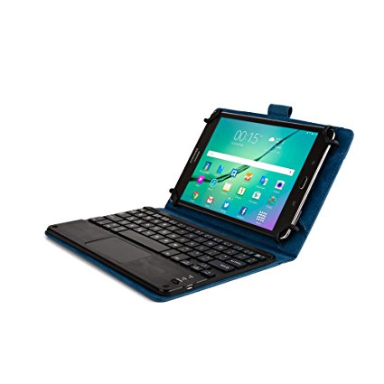 Nvidia Shield Tablet Keyboard case, COOPER TOUCHPAD EXECUTIVE Bluetooth Detachable QWERTY Wireless Keyboard Carrying Case Tablet Cover Folio with Stand for Nvidia Shield Tablet (Blue)