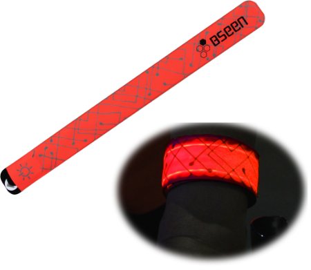 BSeenTM 2ed Generation LED Slap Band, Patented Heat sealed design, Glow in the Dark, Water/sweat resistant, highly reflective printing, artistic designs, fashion meets safety