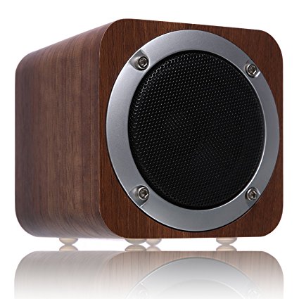 Bluetooth Speaker Wooden, ZENBRE F3 6W Portable Bluetooth 4.0 Speakers with 10h Play Time, Wireless Computer Speaker with Enhanced Bass Resonator (Black Walnut)