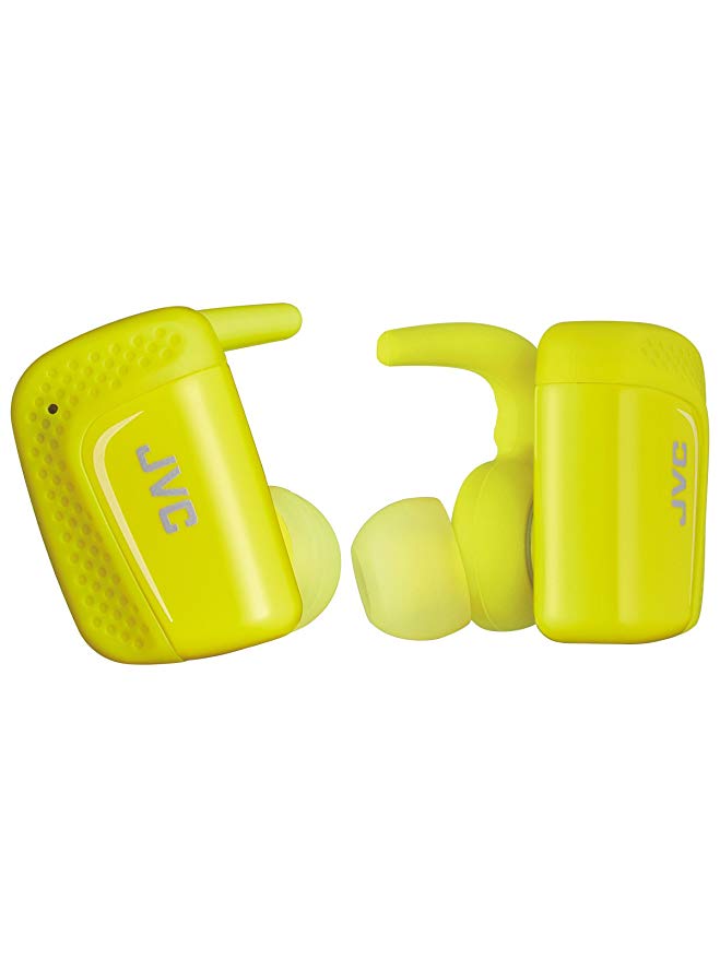 Wireless Earbuds with Stay and Secure fit Design, Sweat Proof and Washable True Wireless, Sport Bluetooth Charging Case. iPhone and Android Smart Phone use. JVC HA-ET90BTY.