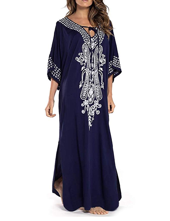 Bsubseach Women Beachwear Turkish Kaftans Long Swimsuit Cover up Caftan Beach Dress