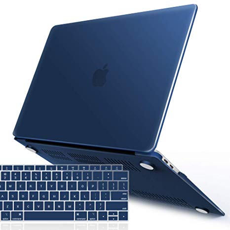 iBenzer MacBook Air 13 Inch Case 2018 Release New Version A1932, Soft Touch Hard Case Shell Cover for Apple MacBook Air 13 Retina with Touch ID with Keyboard Cover, Navy Blue, MMA-T13NVBL 1