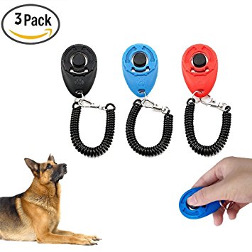 Dog traning clicker,Tenfly Pet Accessories Big Button Pet Training Clicker Set (3 colors)