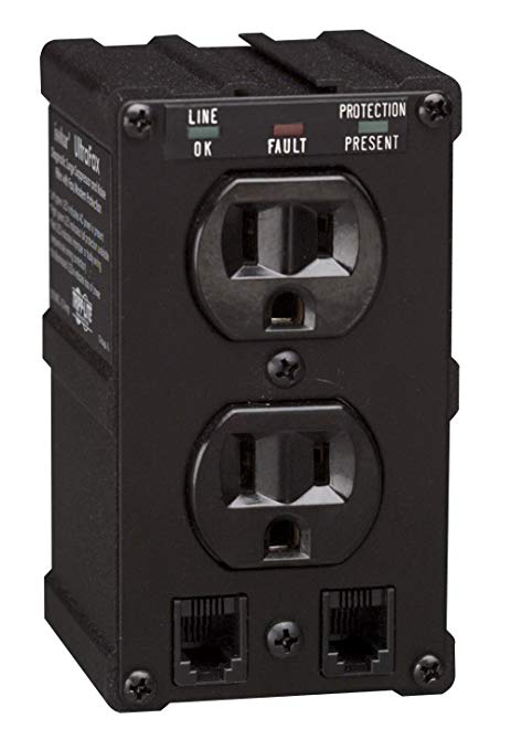 Tripp Lite Isobar 2 Outlet Surge Protector Power Strip, Direct Plug In, Tel/Fax/Modem, Metal, Lifetime Limited Warranty & $10,000 (ULTRAFAX)