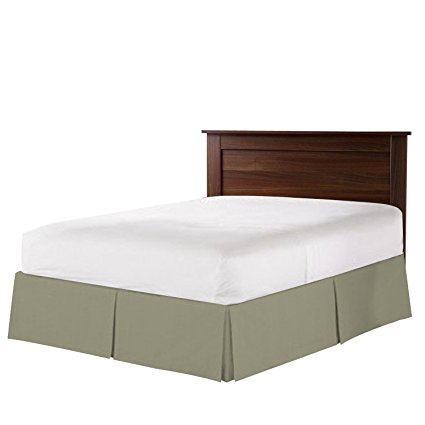 Nestl Bedding Double Brushed Microfiber Dust Ruffle, 14-Inch Tailored Drop Pleated Twin Bed-Skirt, Green