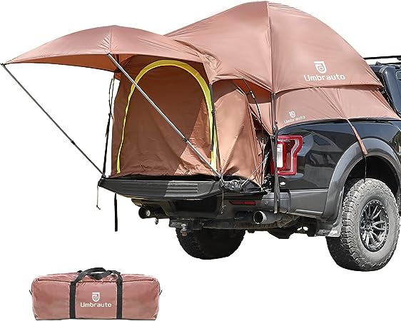 Umbrauto Truck Bed Tent PU3000mm Double Layer Truck Tents for Camping 5.5-5.8'Ft Waterproof for 2 Person Pickup Truck Tent with Removable Awning & Carry Bag