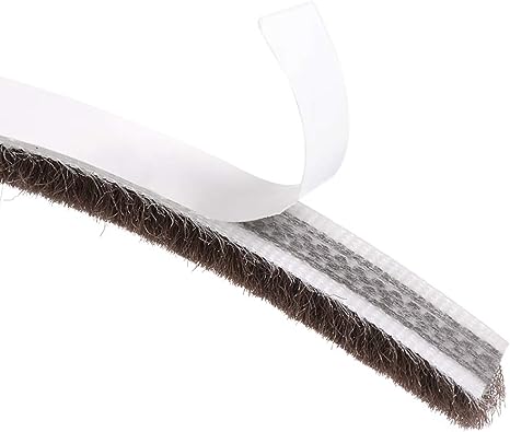 uxcell Brush Weather Stripping, Adhesive Felt Door Seal Strip Pile Weatherstrip Door Sweep Brush for Door Window 197Inch L X 0.2 Inch W (5000mm X 5mm) Brown