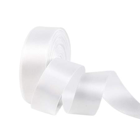 Double Face Satin Ribbon 1" Wide x 20 Yards for Party Wedding Home Decoration Handmade Craft (029 White)