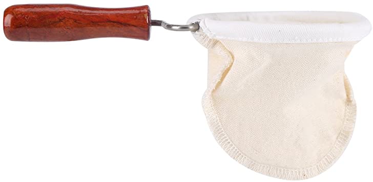 Coffee Filter Handmade Reusable Cafe Flannel Cloth Filter Bag Coffee Sock with Wooden Handle(Small )