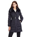Via Spiga Womens Belted Down Coat with Slimming Side Details