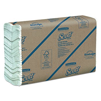 Scott 02920 C-Fold Paper Towels, 100% Recycled, 10 1/10 x 13 1/5, Pack of 200 (Case of 12 Packs)