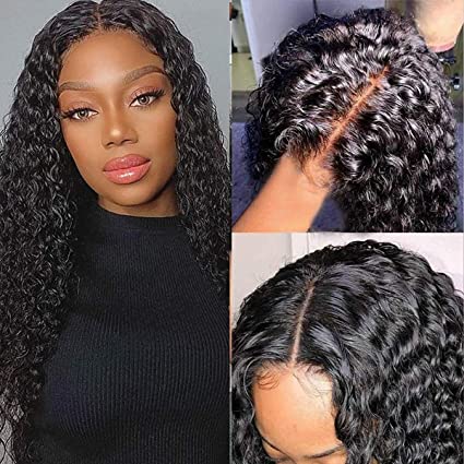 T Part Human Hair Wet and Wavy Lace Wig Middles Part Transparent Lace Frontal Water Wave Wigs Brazilian Virgin Human Hair 13x4x1 Water Curly T Part Wig for Black Women Pre Plucked with Baby Hair (24Inch (Pack of 1), Water Wave T-part Wig)