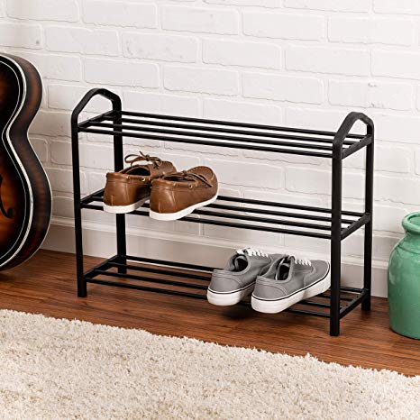 Honey-Can-Do SHO-08486 3-Shelf Black Wire Shoe Rack One Size