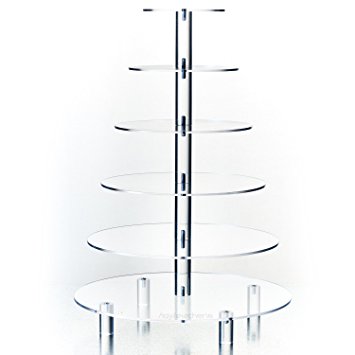 Hayley Cherie 6-Tier Cupcake Stand - Acrylic Tiered Wedding Cake Stand - Dessert or Cupcake Tower - Circular Shape