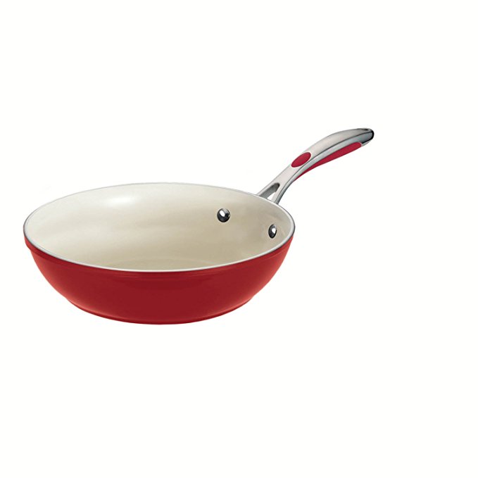 Tramontina 80110/059DS Gourmet Ceramica Deluxe Aluminum Stir Fry, PFOA- PTFE- Lead and Cadmium-Free Ceramic Exterior & Interior, 11-inch, Metallic Red, Made in Italy