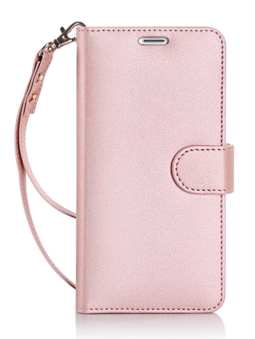 Note 5 Case, FYY [Top-Notch Series] Premium PU Leather Wallet Case Stand Cover for Samsung Galaxy Note 5 Rose Gold