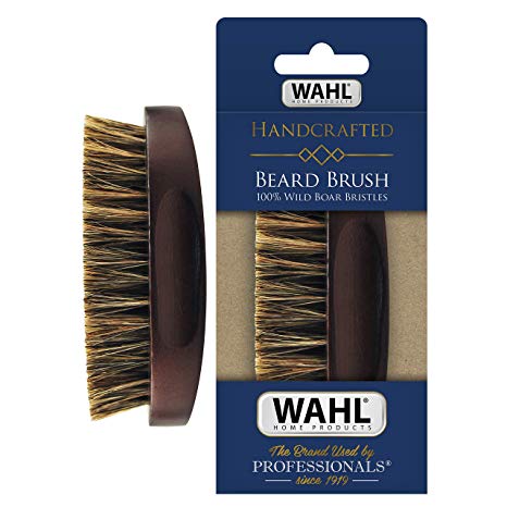 Wahl Large Beard Brush with 100% Boar Bristles with Firm Natural Hair for Grooming & Styling – Wood Handle for Beards, Moustaches, Skin & Hair Care – Model 3345